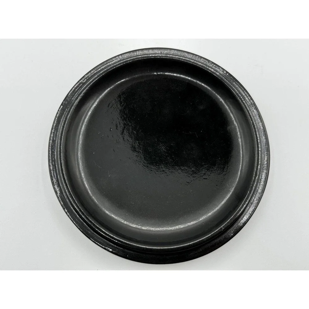 Vintage Black Lacquer Straw Marquetry Bird Trinket Box Round Folk Art 5x2